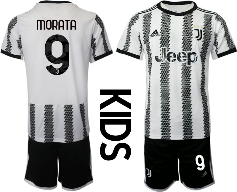 Youth 2022-2023 Club Juventus FC home white #9 Soccer Jersey->youth soccer jersey->Youth Jersey